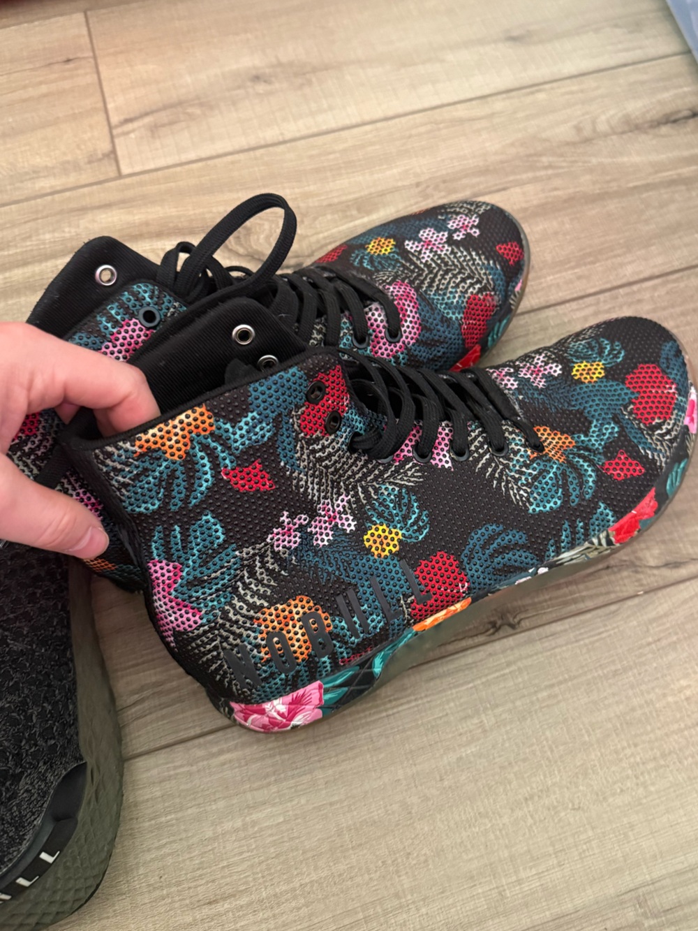 NOBULL Black Floral Knit High-Top Athletic Sneakers